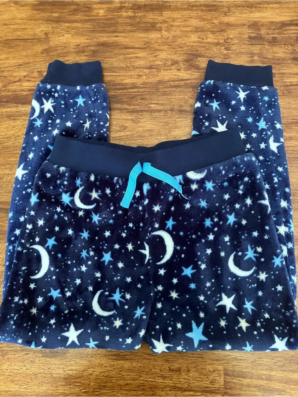Lands' End Navy Moon & Star Fleece Pajama Set